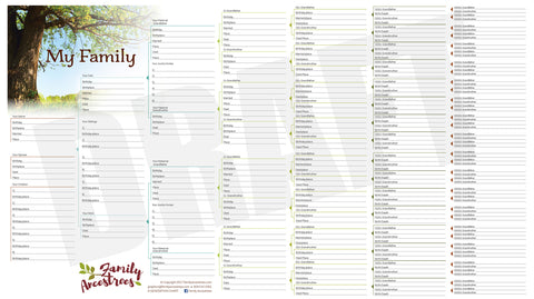 Family Ancestrees Chart - 8 Generation Family Tree