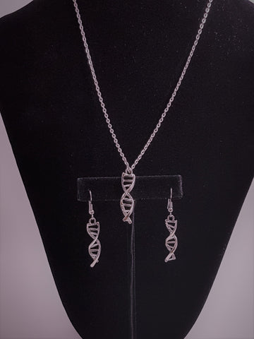 DNA Double-Helix Pendant Necklace & Earrings